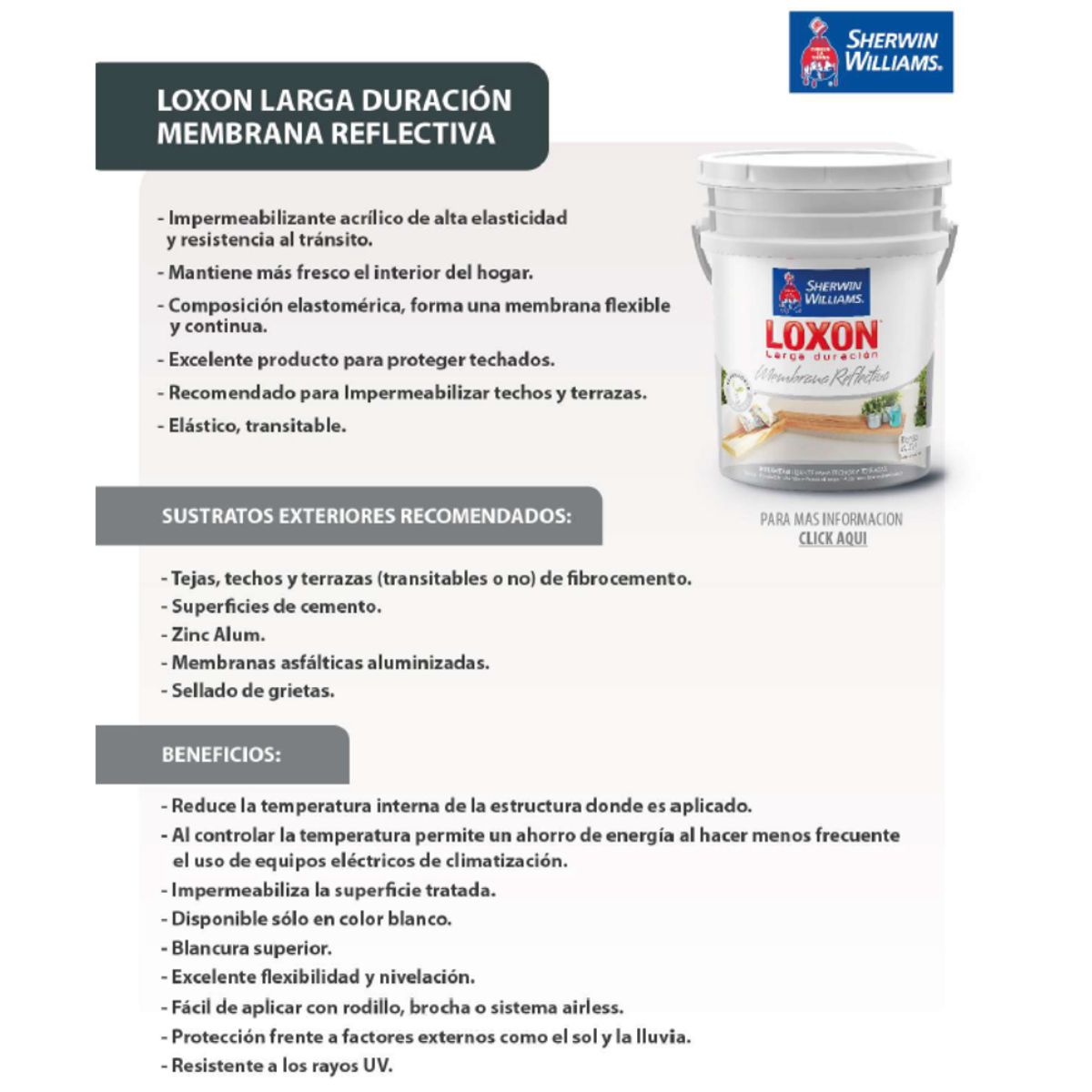SHERWIN WILLIAMS - Membrana líquida reflectiva techos sherwin Loxon