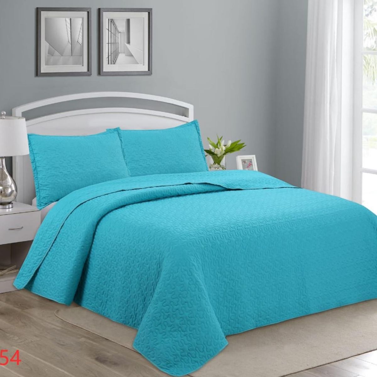 GENERICO - Cubrecama Quilt Verano 2 Plazas - Celeste XF54