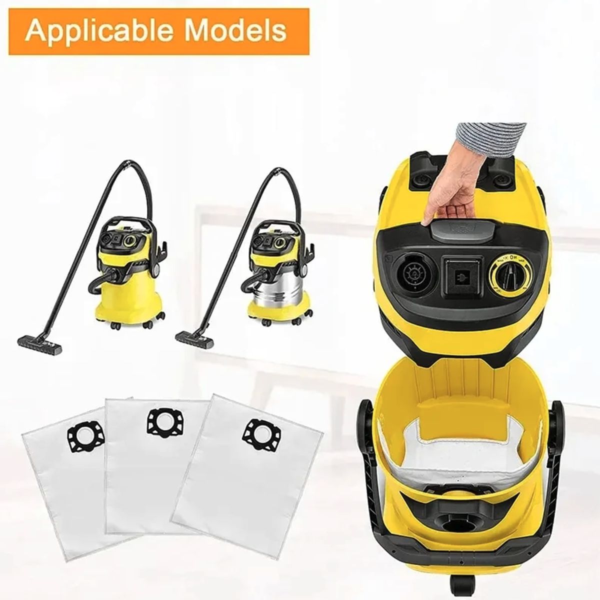 GENERICO - PACK 5 bolsas para aspiradora Kärcher  WD4 WD5 WD6