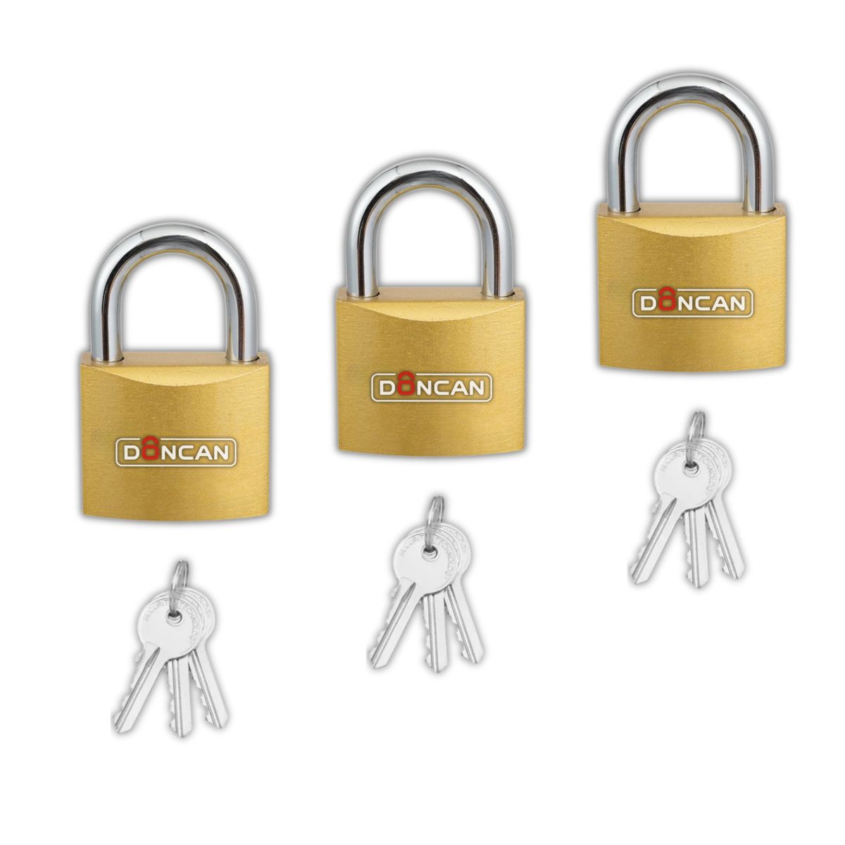 OEM - Pack de 3 Candados de 50mm Doncan de Acero Bronceado DCN-50