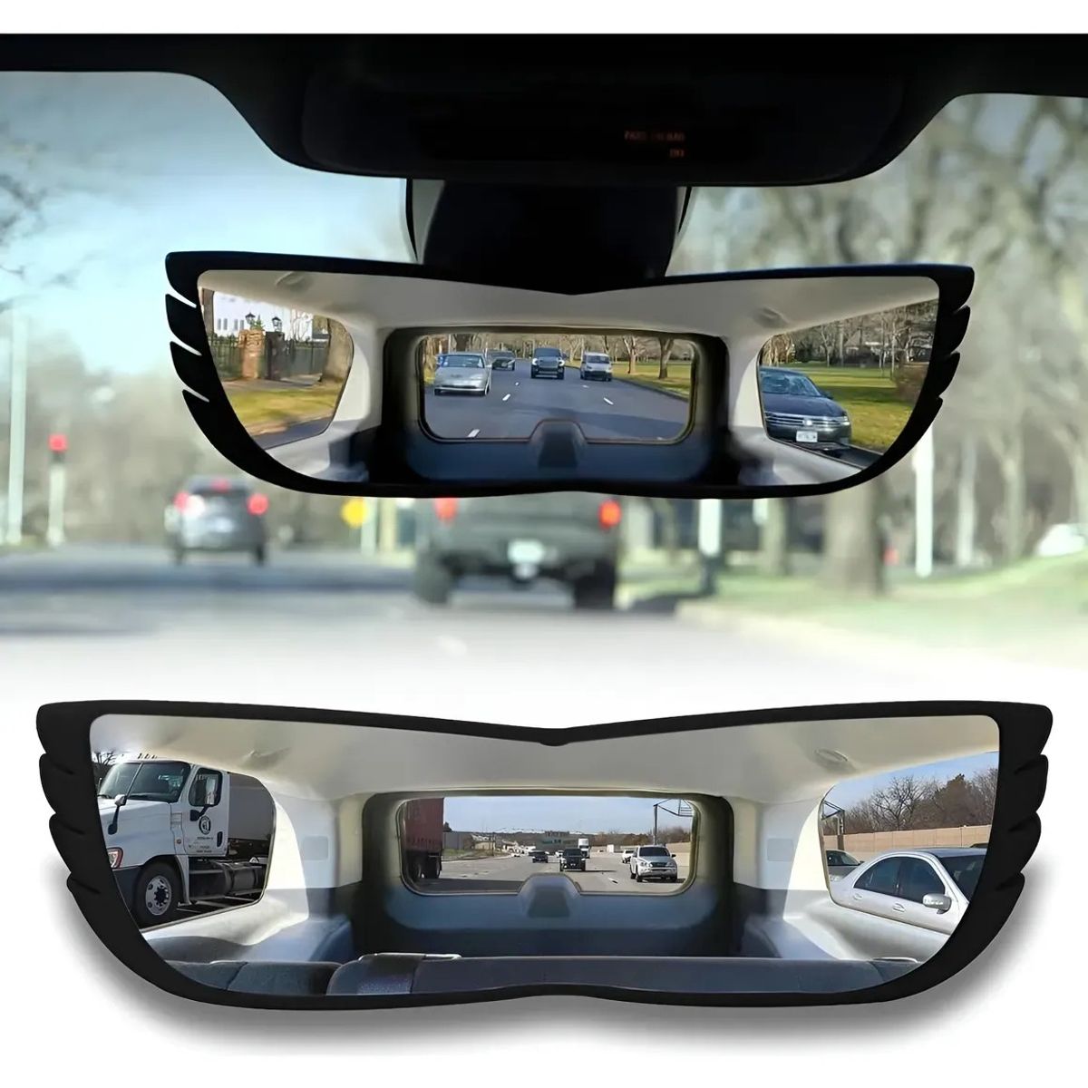KUANGYE - Espejo Retrovisor Interior Curvo Anti Reflejo 30cm Universal