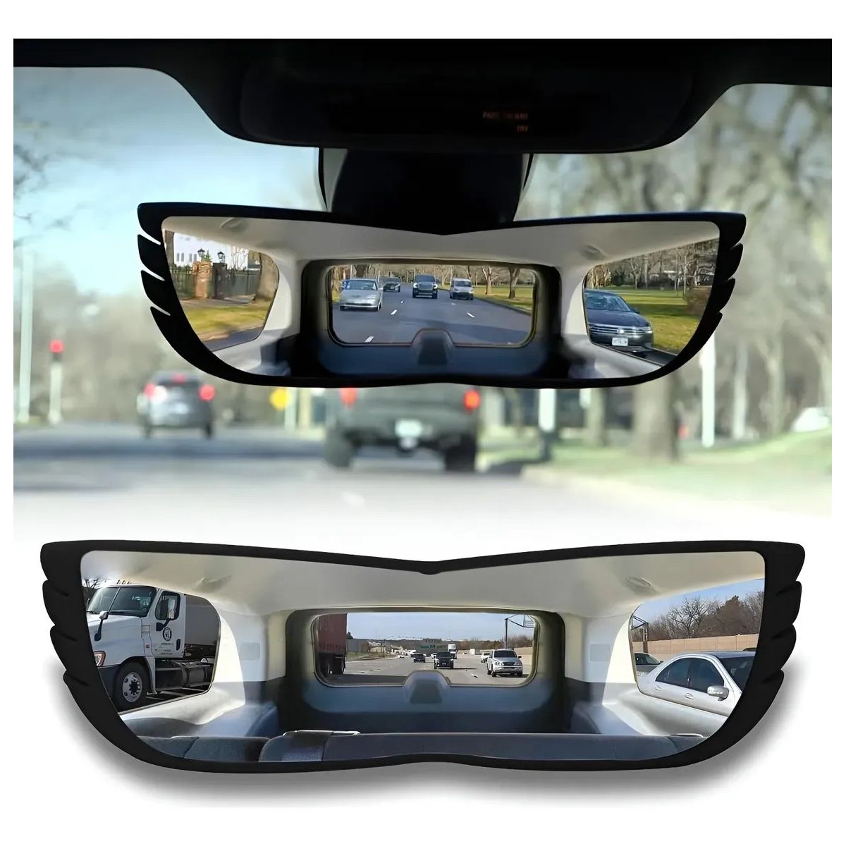 KUANGYE - Espejo Retrovisor Interior Curvo Anti Reflejo 30cm Universal