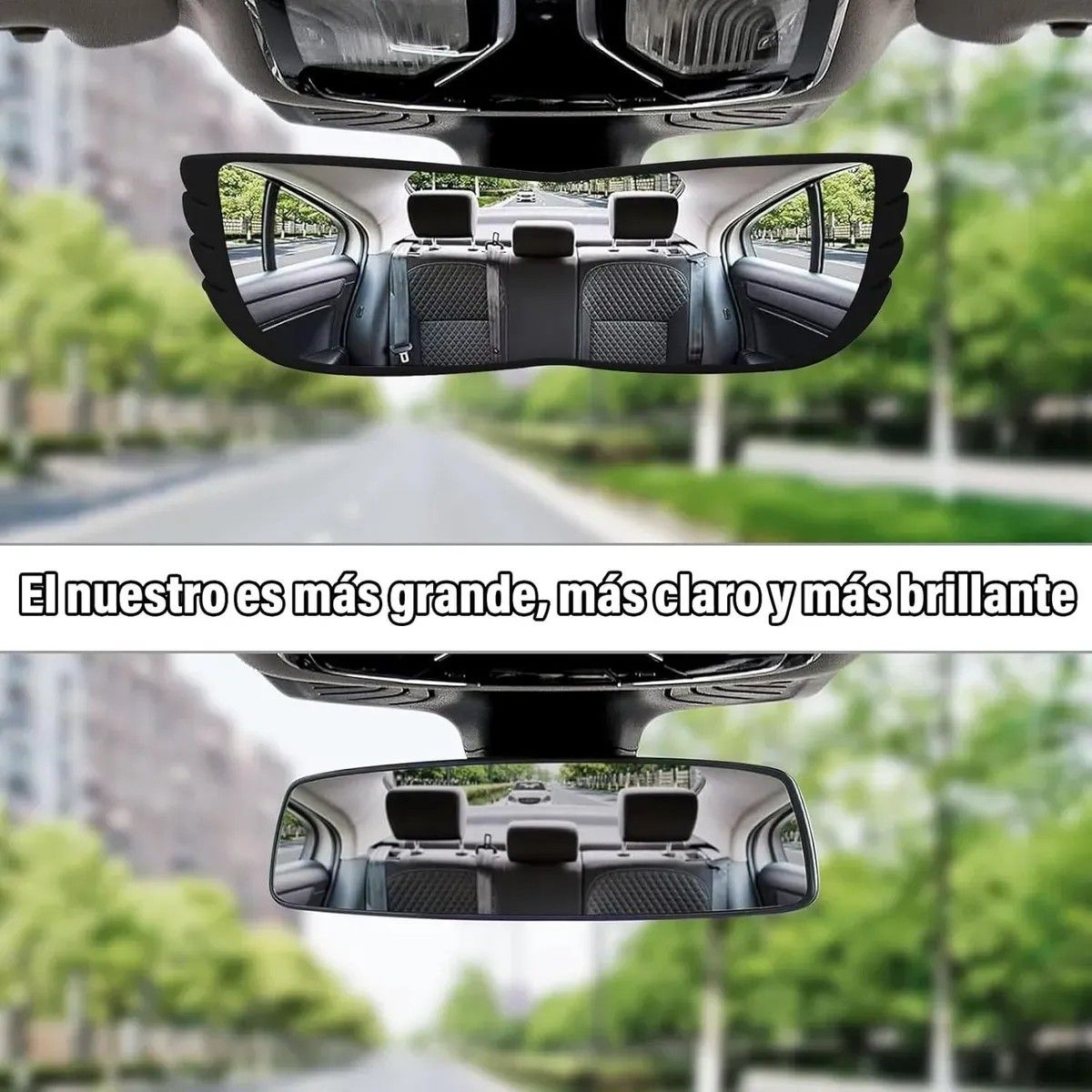 KUANGYE - Espejo Retrovisor Interior Curvo Anti Reflejo 30cm Universal