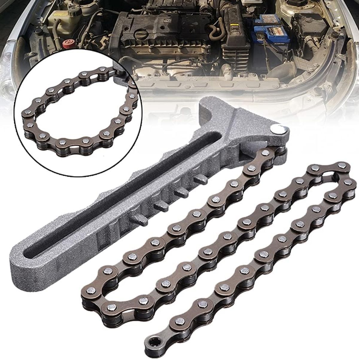 KUANGYE - Llave Saca Filtro De Aceite A Cadena Ajustable