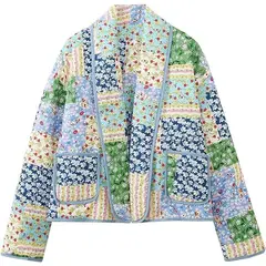 MOSS ROSE - Chaqueta de dama verde con estampado floral