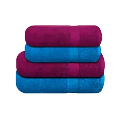 CHITECO - Pack 4 Toallas (By Lourdes) 500g Baño & Manos Turquesa - Rojo