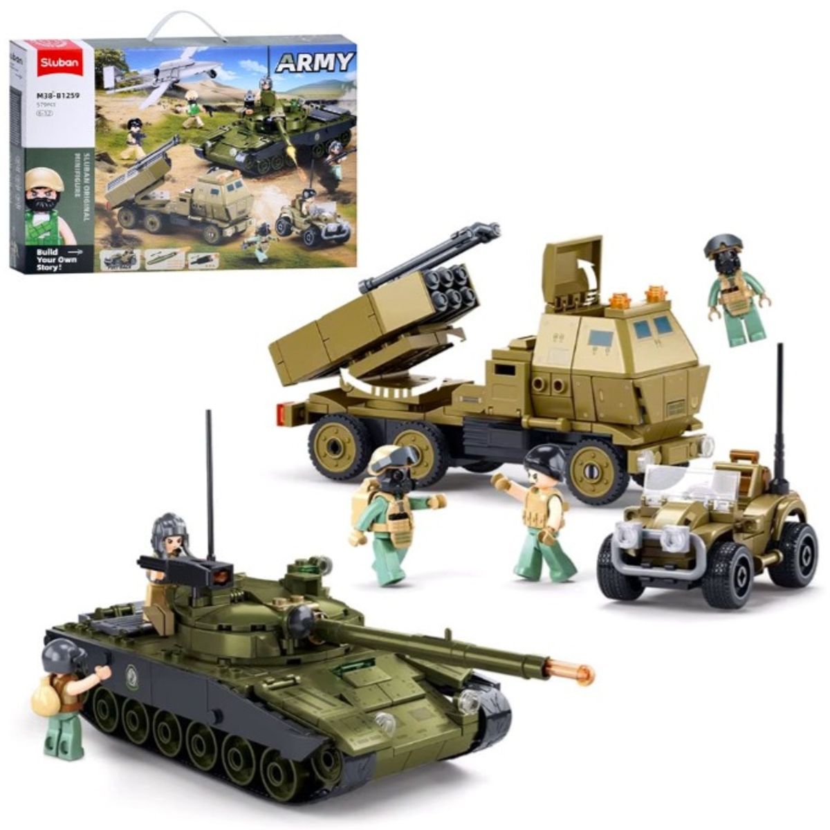 SLUBAN - Set Tanque T90 Camión HIMARS UAV Bayraktar Compatible Lego