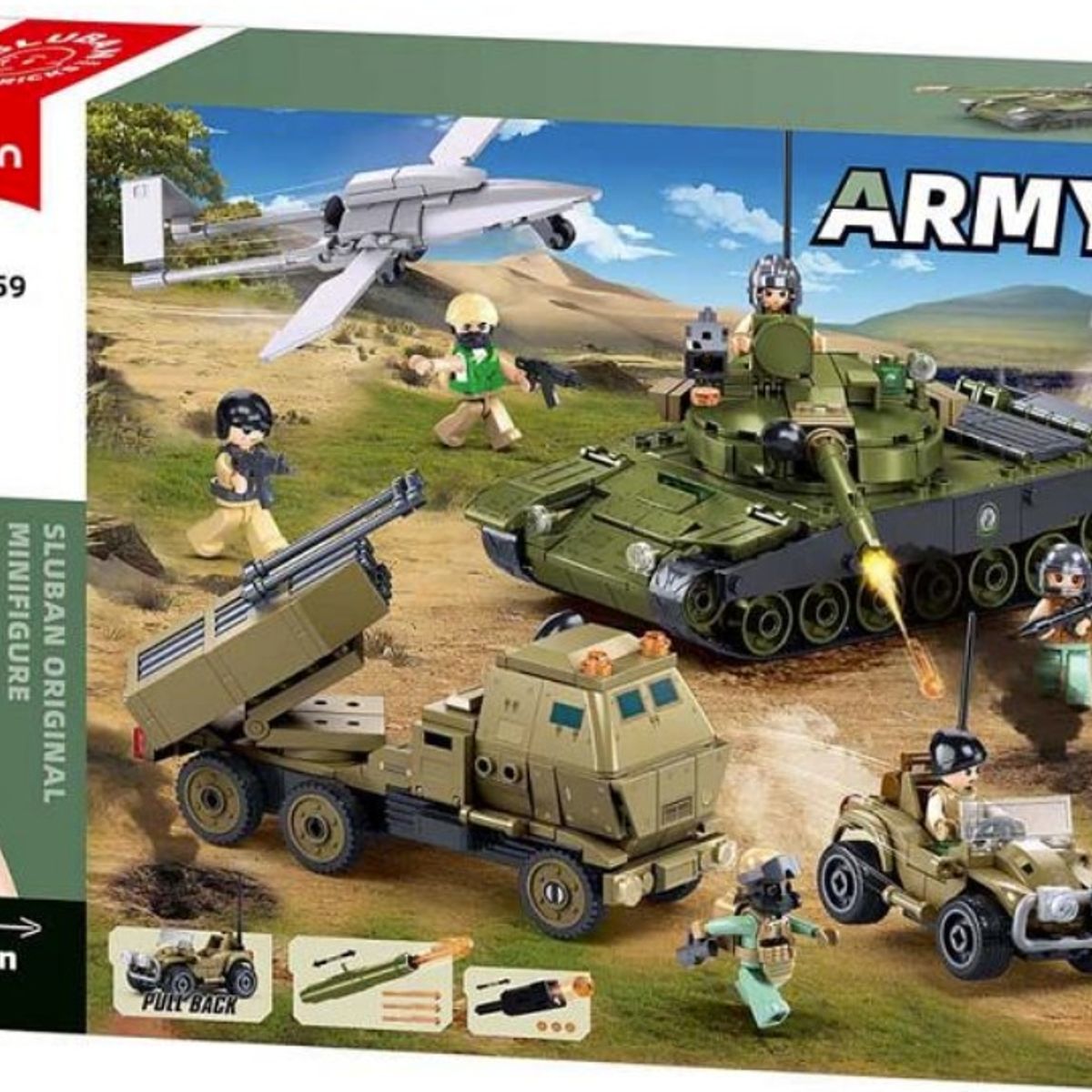 SLUBAN - Set Tanque T90 Camión HIMARS UAV Bayraktar Compatible Lego