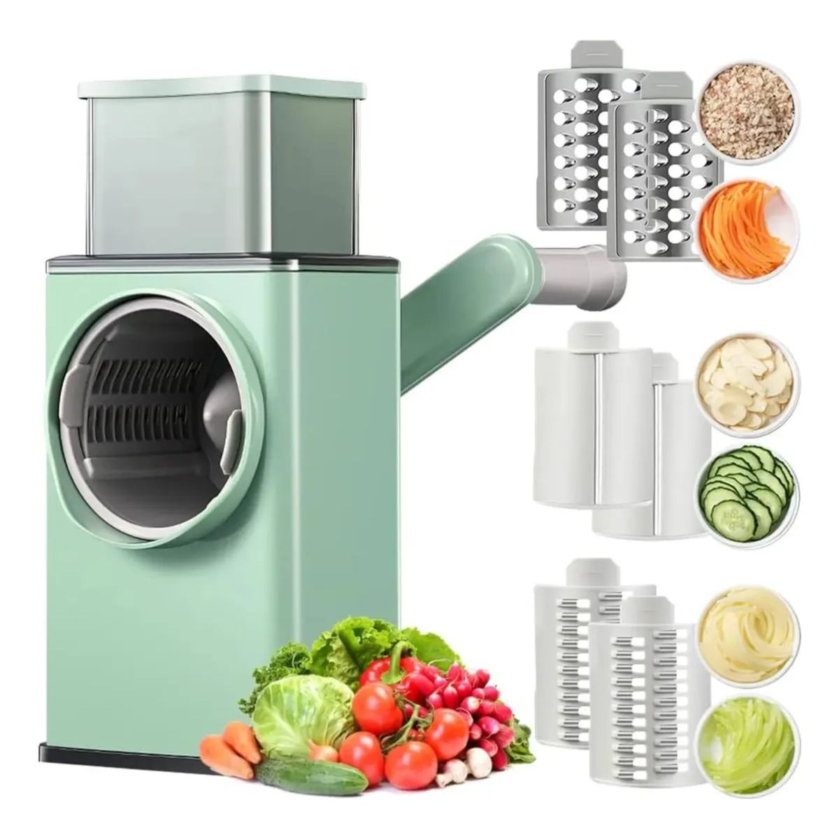 GENERICO - Picador Rayador Cortador Verdura Vegetales 3 En 1 Verde
