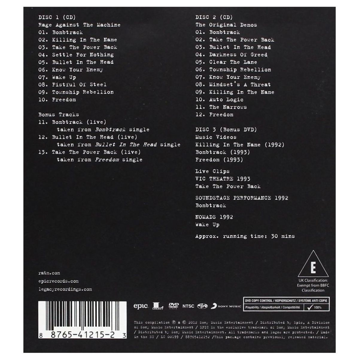 GENERICO - RAGE AGAINST THE MACHINE - RAGE AGAINST THE MACHINE XX (2CD+DVD) / CD