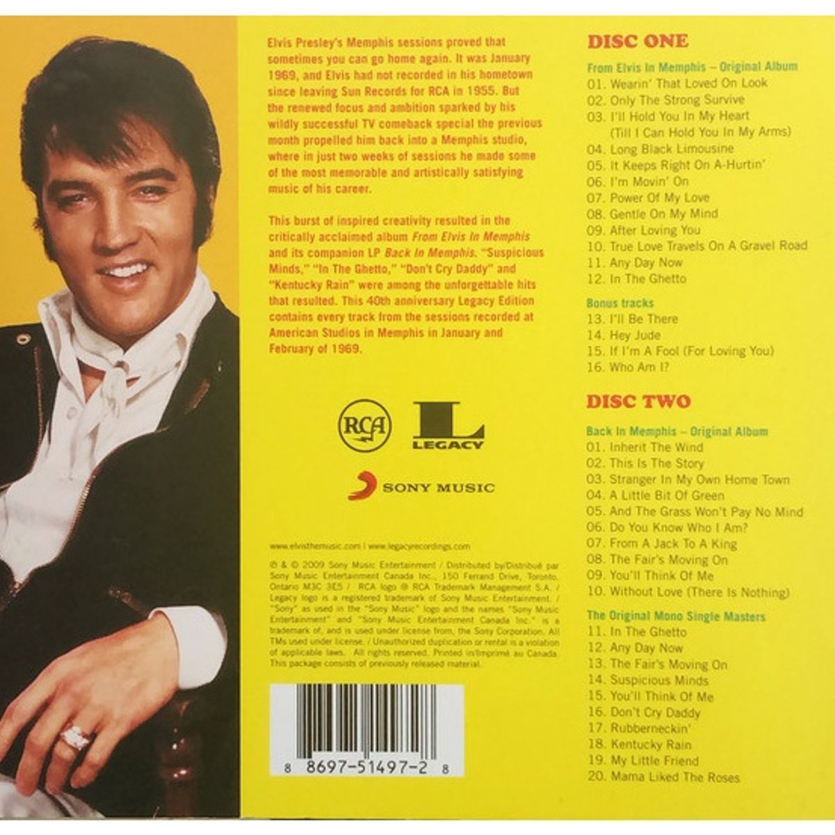 GENERICO - ELVIS PRESLEY - FROM ELVIS IN MEMPHIS (2CD) / CD