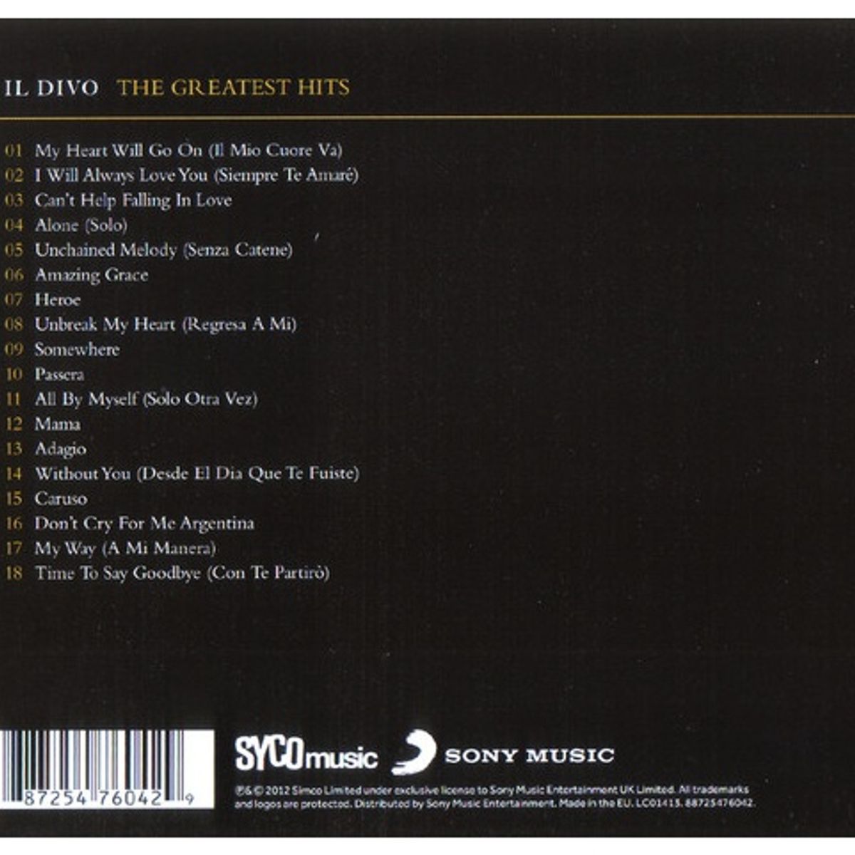 GENERICO - IL DIVO - THE GREATEST HITS / CD