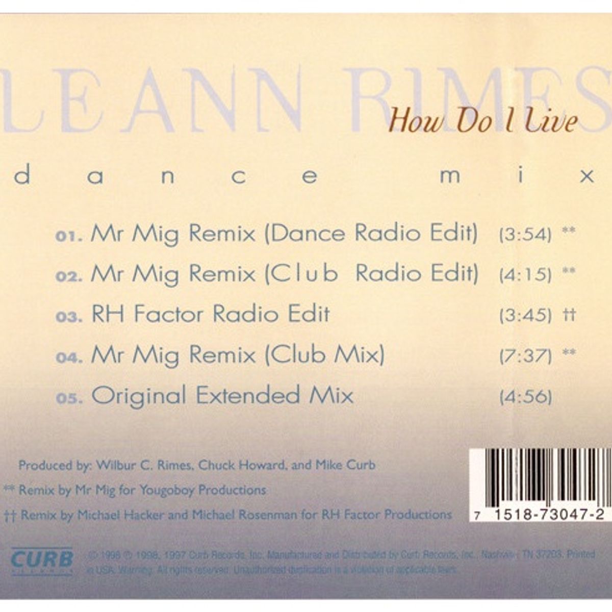 GENERICO - LEANN RIMES - HOW DO I LIVE (DANCE MIX) / CD SINGLE