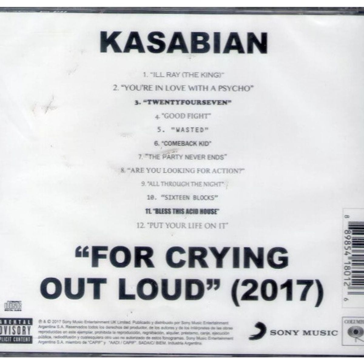 GENERICO - KASABIAN - FOR CRYING OUT LOUD / CD