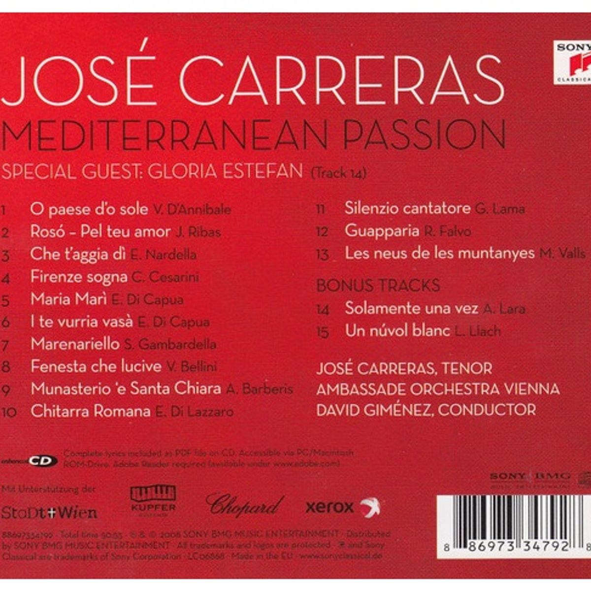 GENERICO - JOSÉ CARRERAS - MEDITERRANEAN PASSION / CD