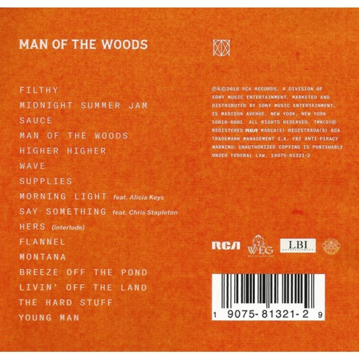 GENERICO - JUSTIN TIMBERLAKE - MAN OF THE WOODS / CD