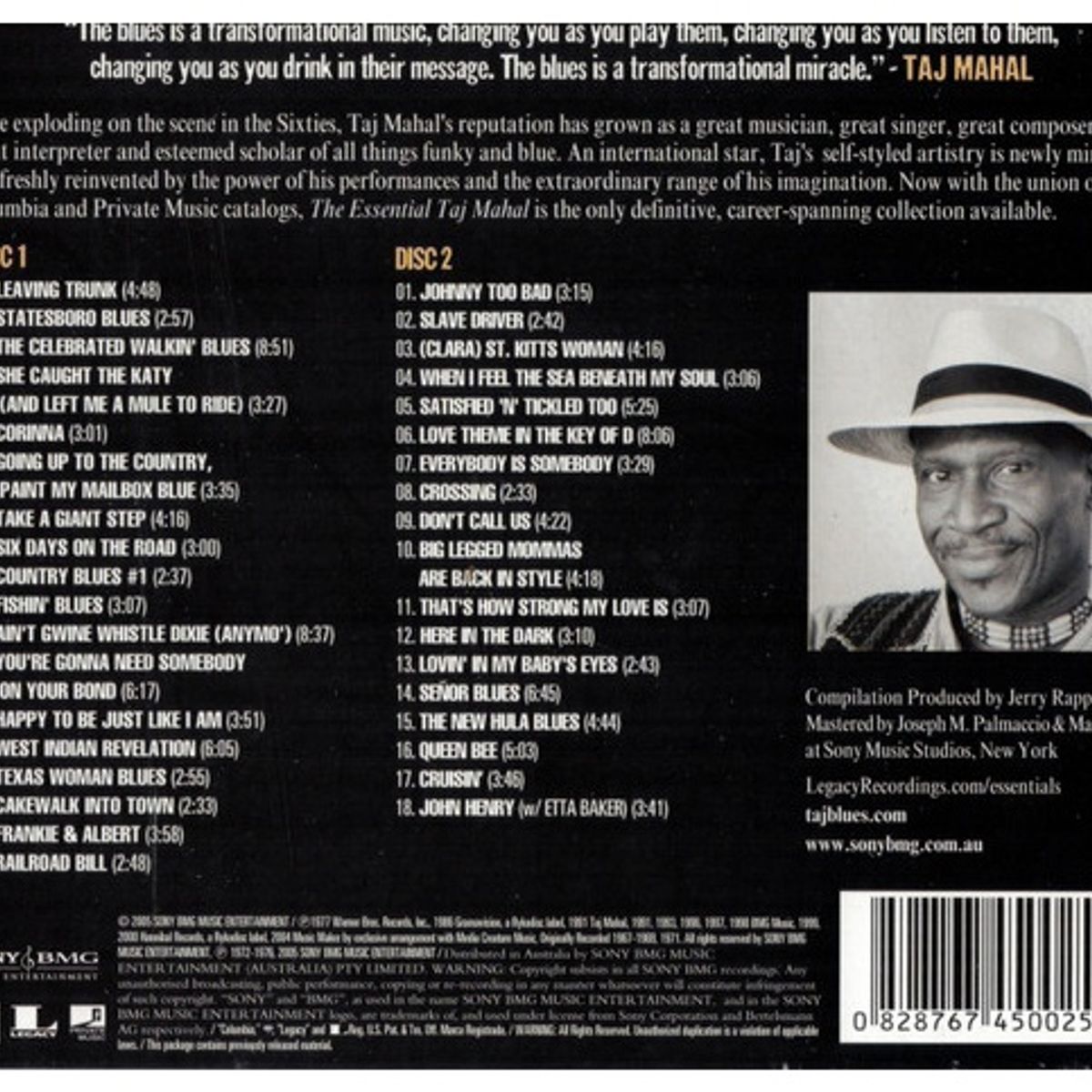 GENERICO - TAJ MAHAL - THE ESSENTIAL TAJ MAHAL (2CD) / CD
