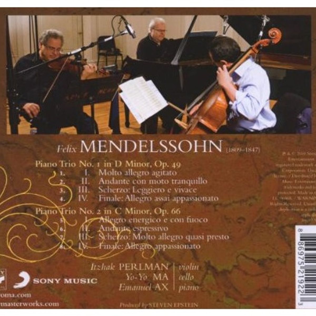 GENERICO - EMANUEL AX/YO-YO MA/ITZHAK PERLMAN - MENELSSOHN PIANO TRIOS OP. 49 & 66 / CD