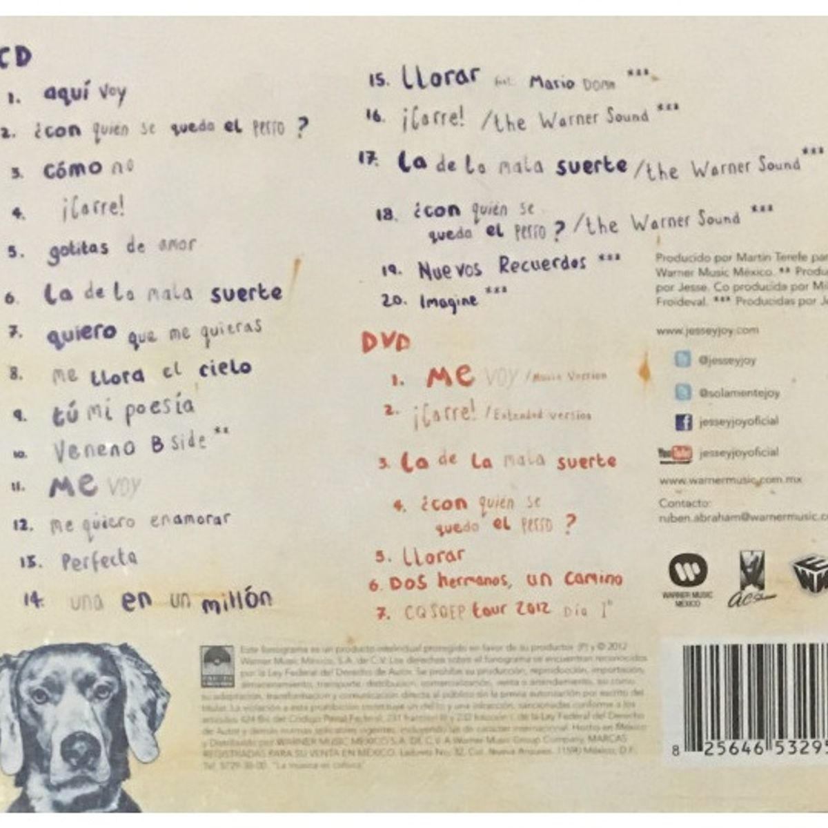 GENERICO - JESSE & JOY - ¿CON QUIÉN SE QUEDA EL PERRO CD+DVD  CD