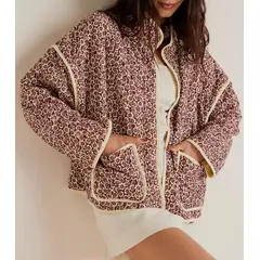 MOSS ROSE - Chaqueta de dama color fucsia con estampado floral