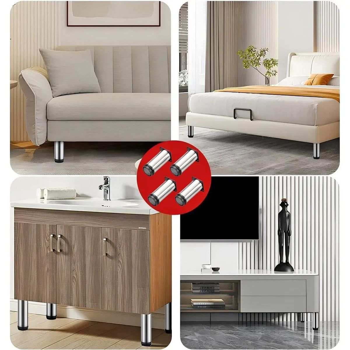 KUANGYE - Pack 4 Pata Regulable Para Mueble 50x120mm