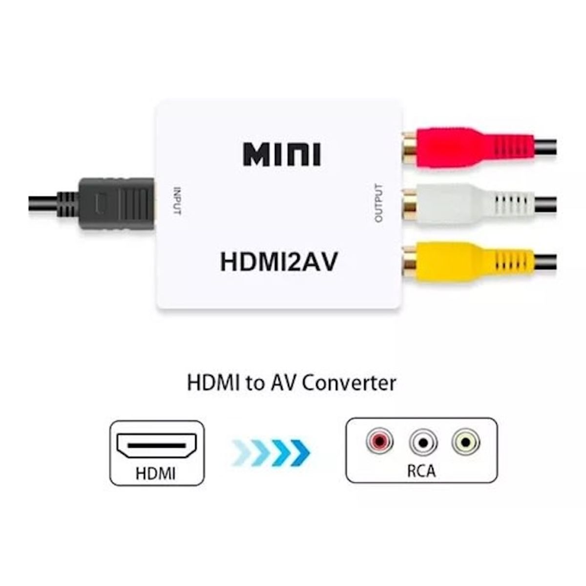Convertidor HDMI a RCA Full HD 1080p a Video Compuesto, marca MALIK - Foto Principal