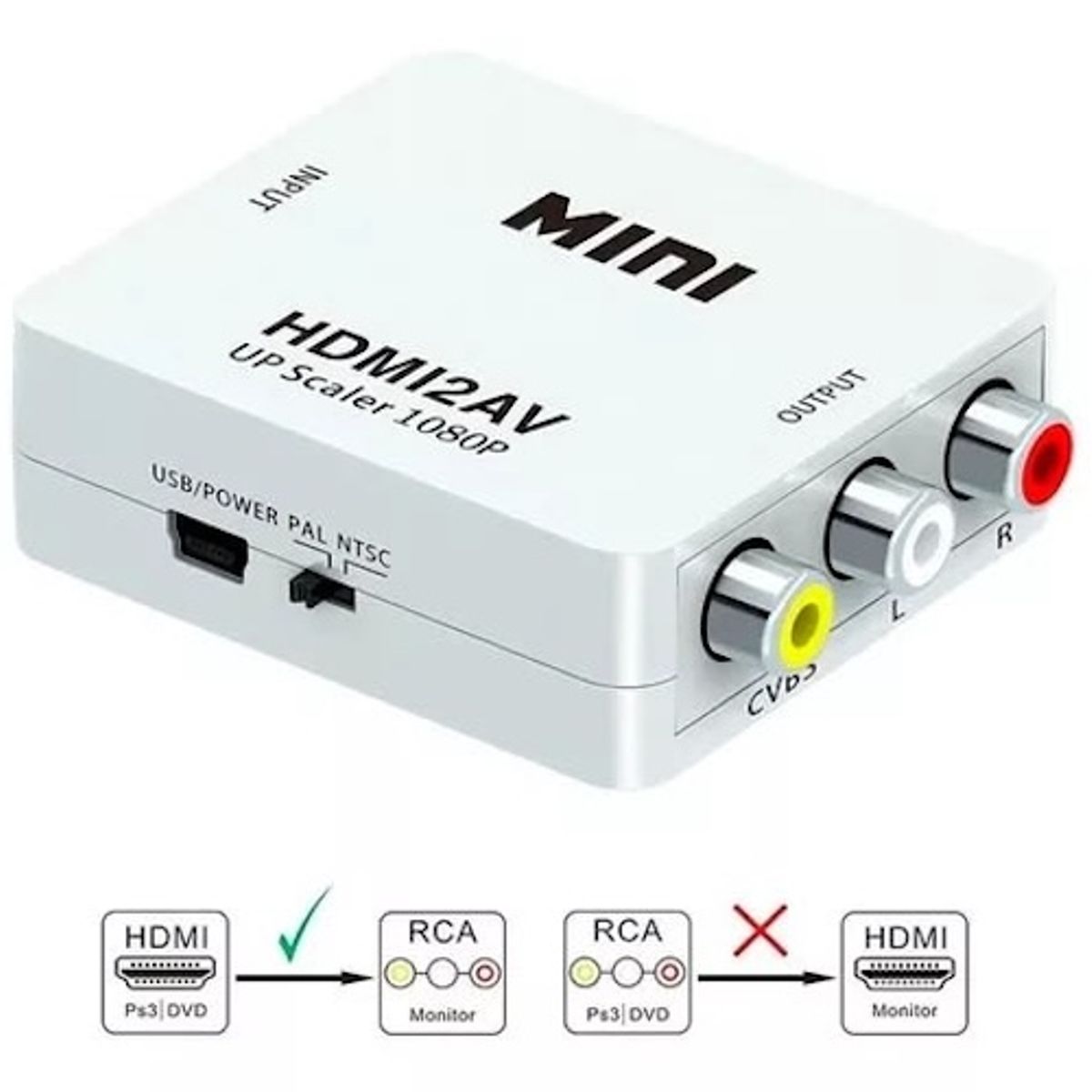 MALIK - Convertidor HDMI a AV Convierte Señales Digital a Analógico