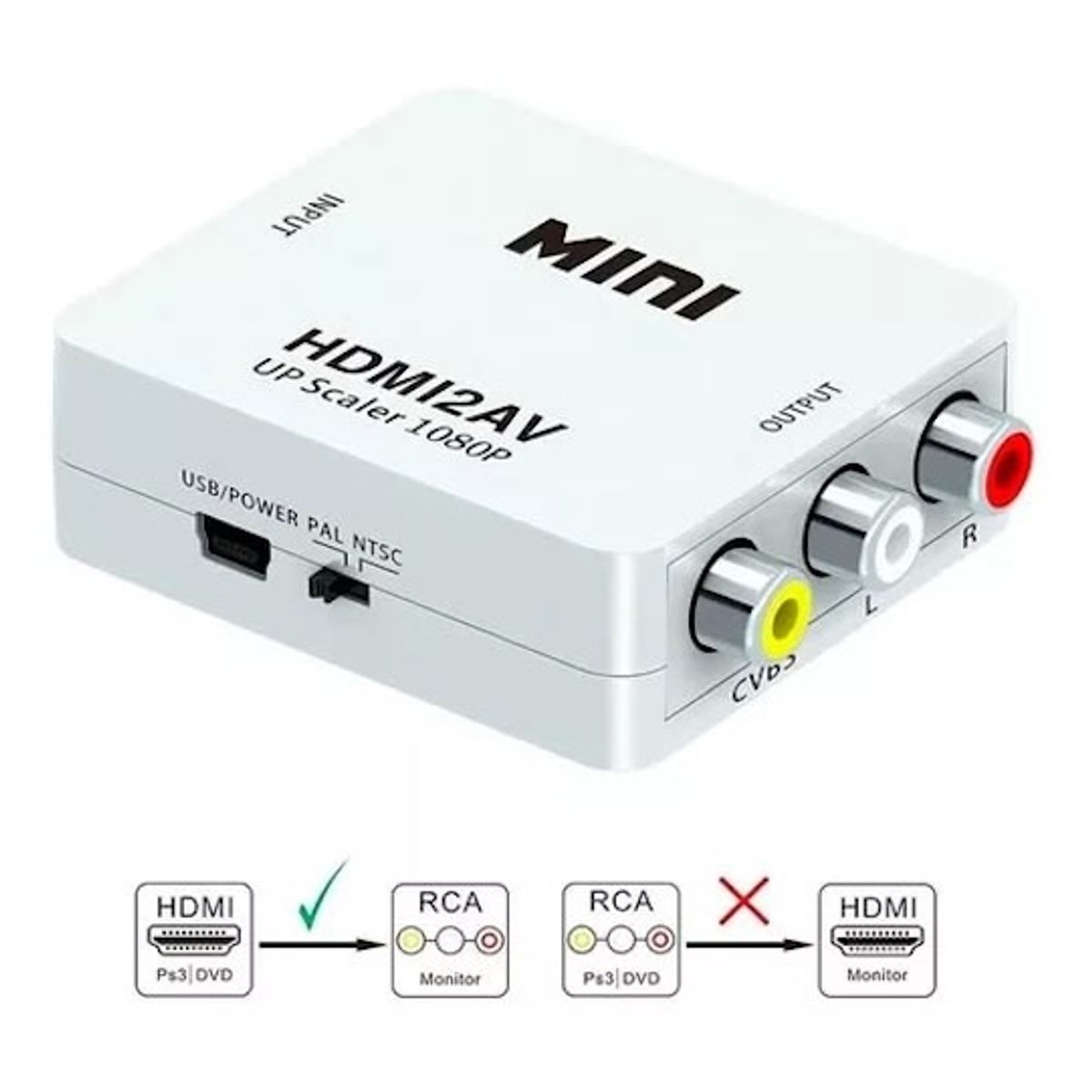 MALIK - Convertidor HDMI a AV Convierte Señales Digital a Analógico