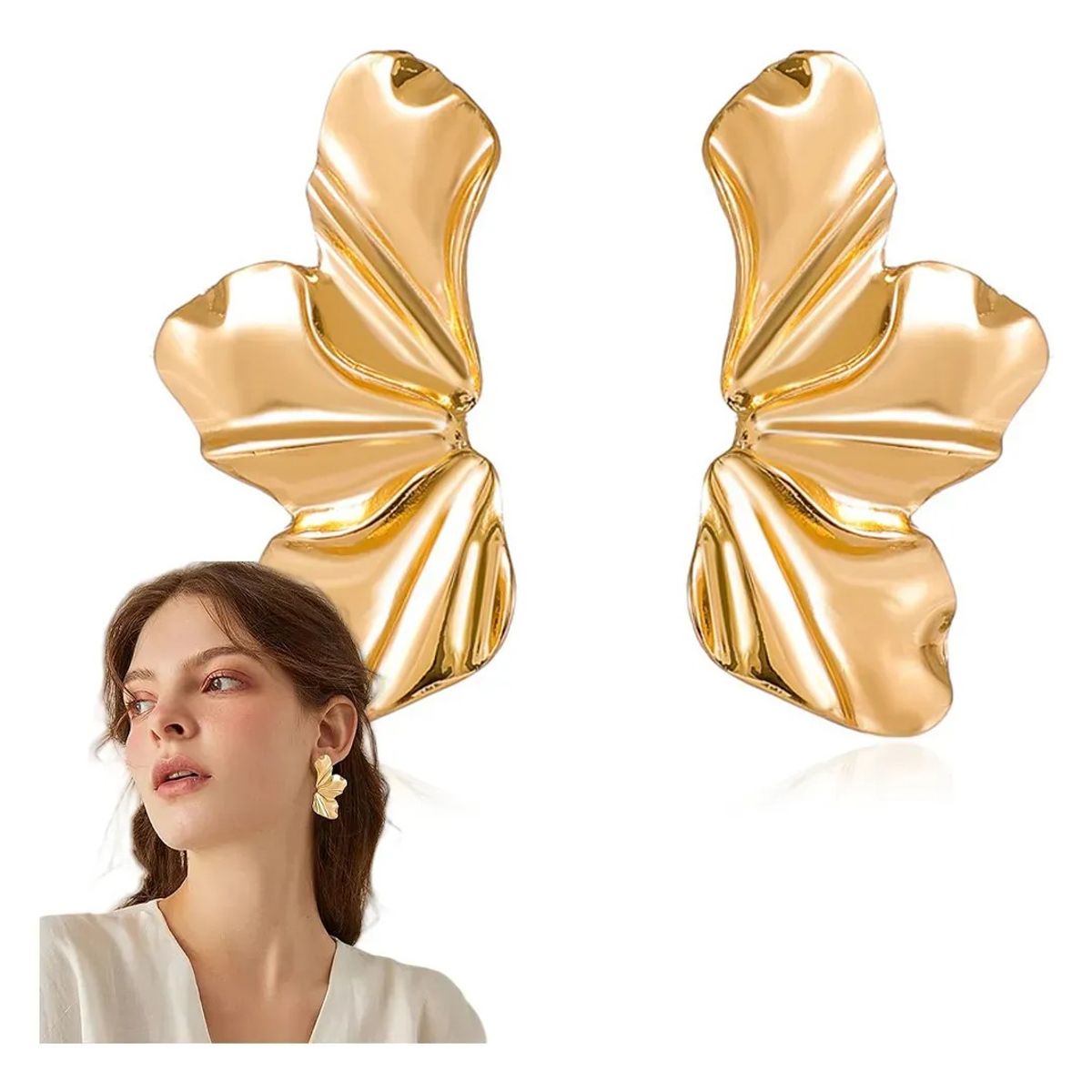 KUANGYE - Aros De Flor Oro Zarcillos Aretes De Acero Inox Mujer-regalo