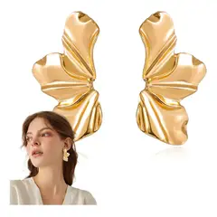 KUANGYE - Aros De Flor Oro Zarcillos Aretes De Acero Inox Mujer-regalo