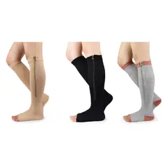 ATURE - 3 Pares Calcetines De Compresión Deportiva Doble Cremallera