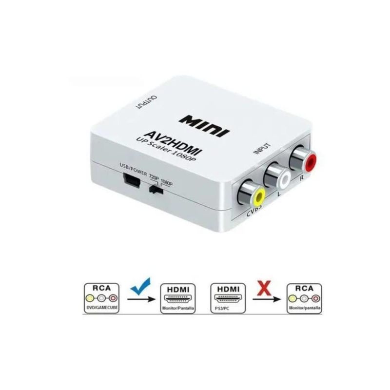 MALIK - Convertidor 3 RCA a HDMI: Compatible con PlayStation 2 y Wii