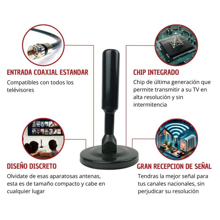 MALIK Antena TV Digital - Cable Coaxial Cobre 5 metros
