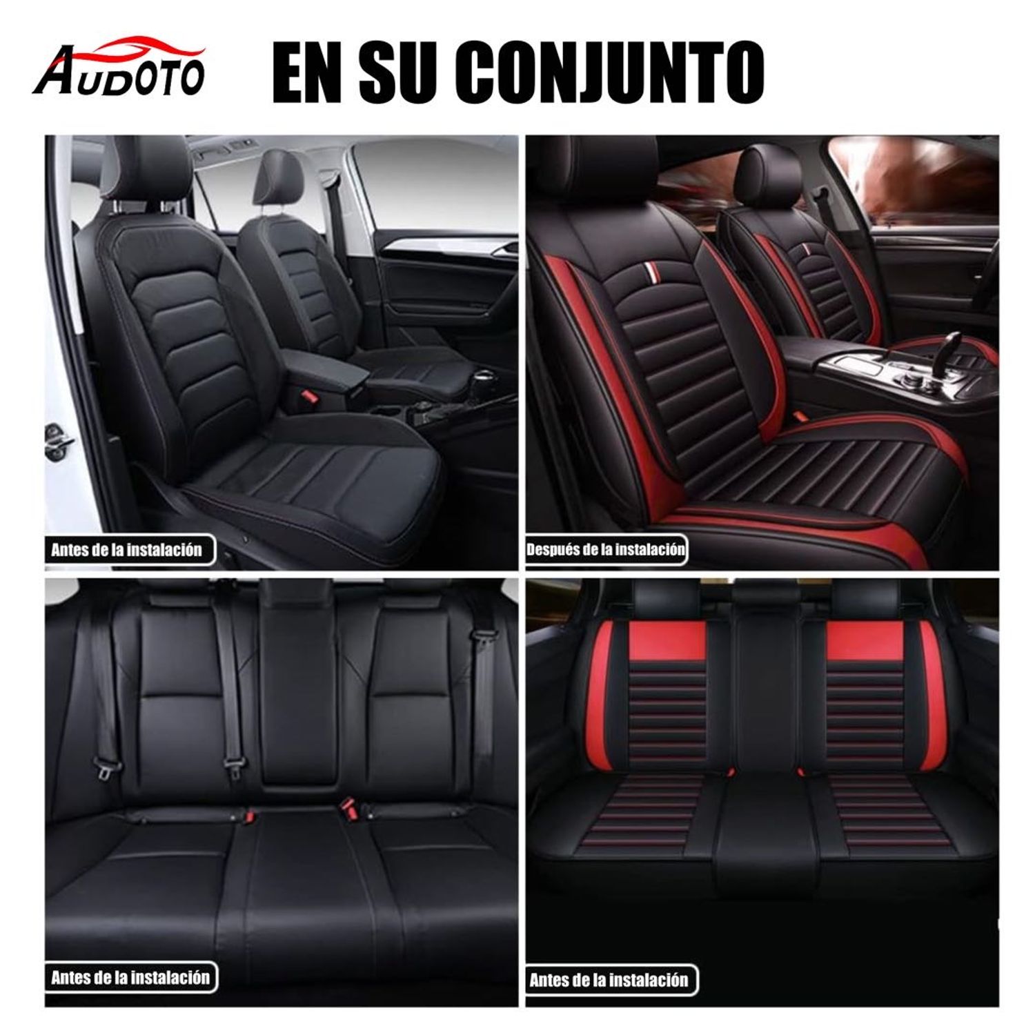 Kit Completo De Fundas Para Asientos De Coche BDK – 5 Piezas Negras, Transpirables Y Compatibles Con Airbag