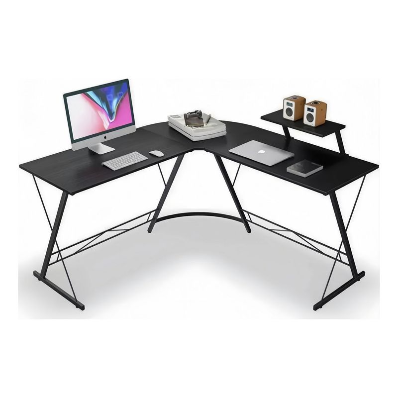 ANYHOGAR - Escritorio Esquinero Gamer Forma De L Multiuso Color Negro