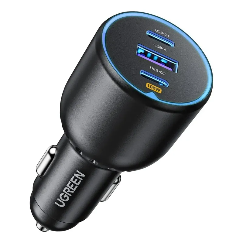 PUREPOWER - Cargador De Coche Ugreen 130w 3 Puertos Para Encendedor Color Negro