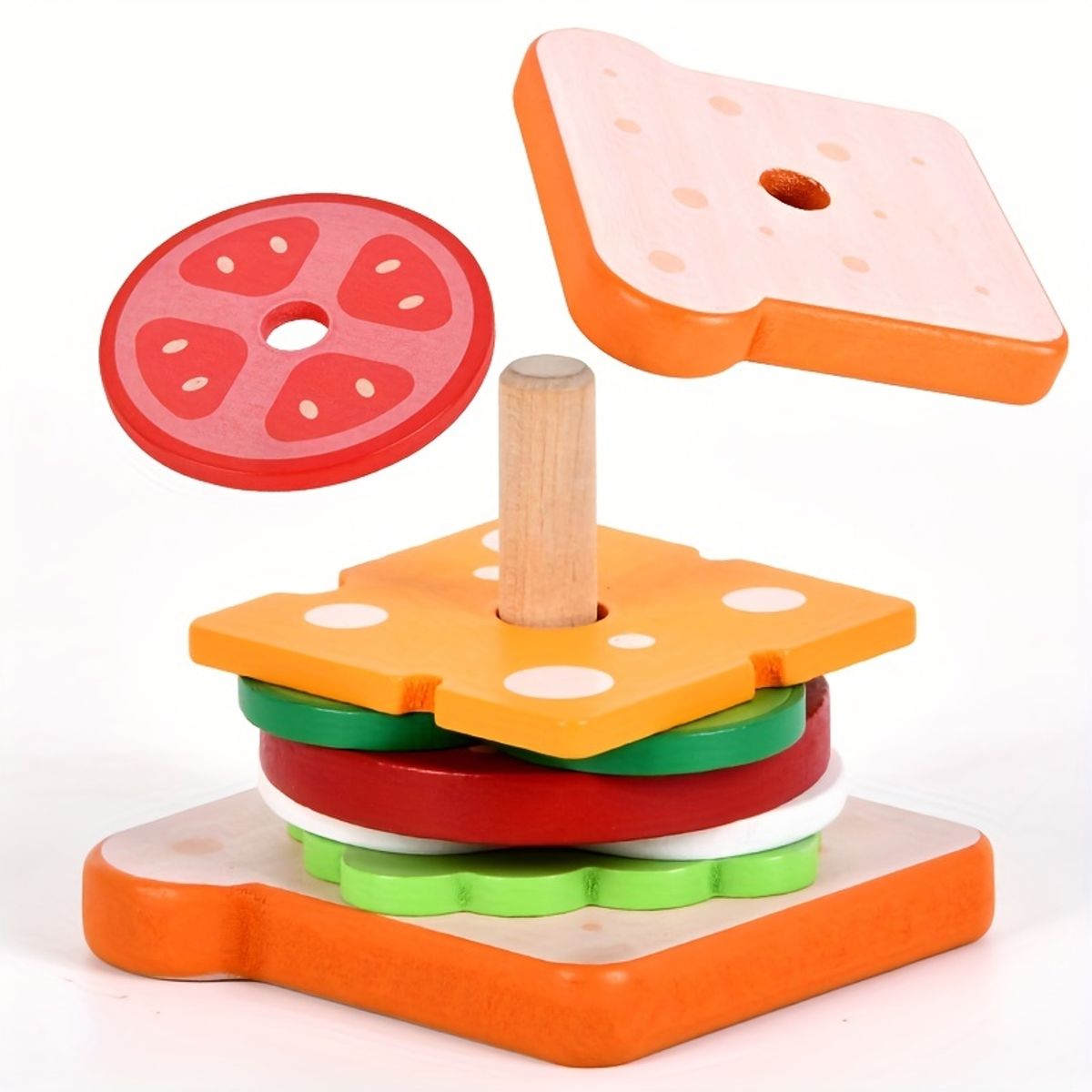 VATYERTY - Juguetes apilables de madera con forma de sándwich
