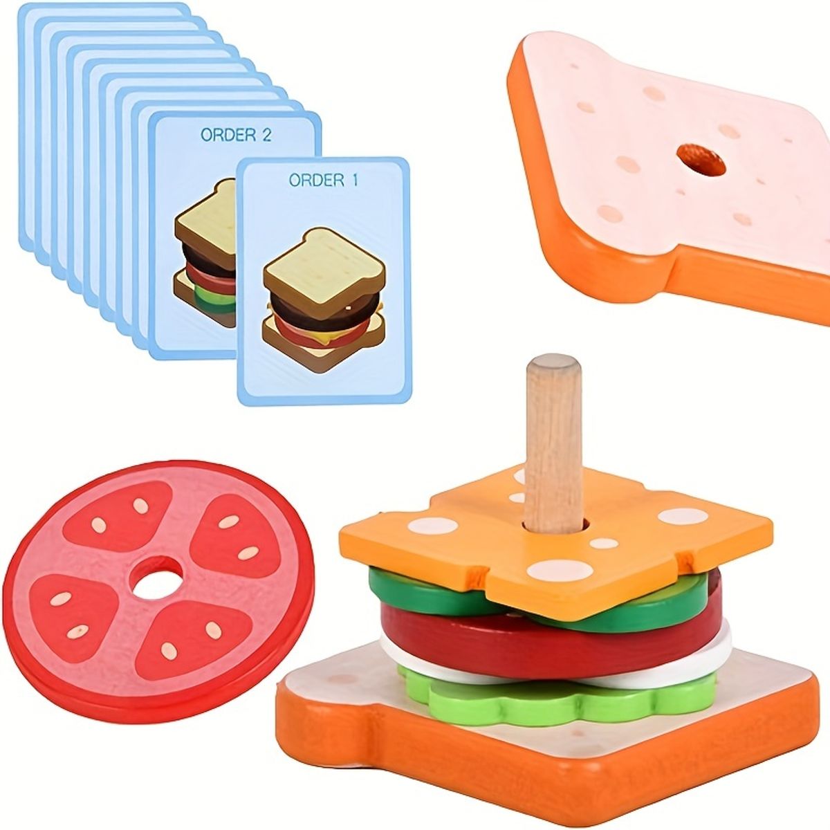 VATYERTY - Juguetes apilables de madera con forma de sándwich