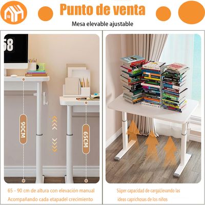 Imagen 2 del producto Escritorio 120cm Altura Ajustable Manual Ergonómico Trabajo
