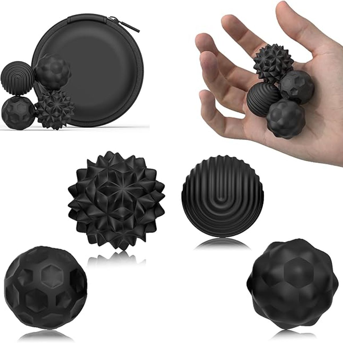 VATYERTY - 4 bolas magnéticas de silicona con agarre duradero Negro