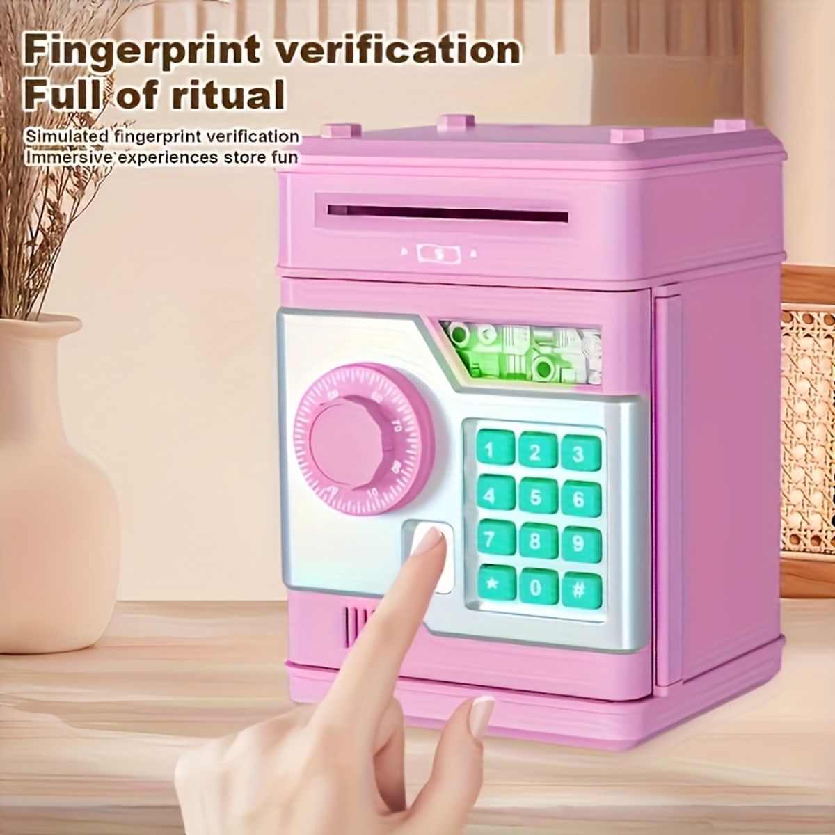 VATYERTY - Juguete electrónico duradero con huella dactilar y contraseña Rosa