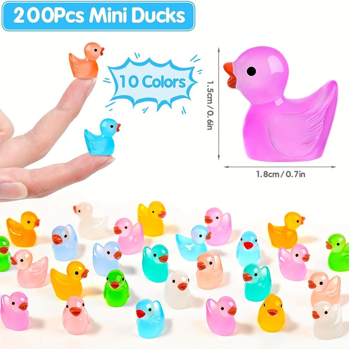 VATYERTY - 200 minifiguras pato vibrantes que brillan en la oscuridad
