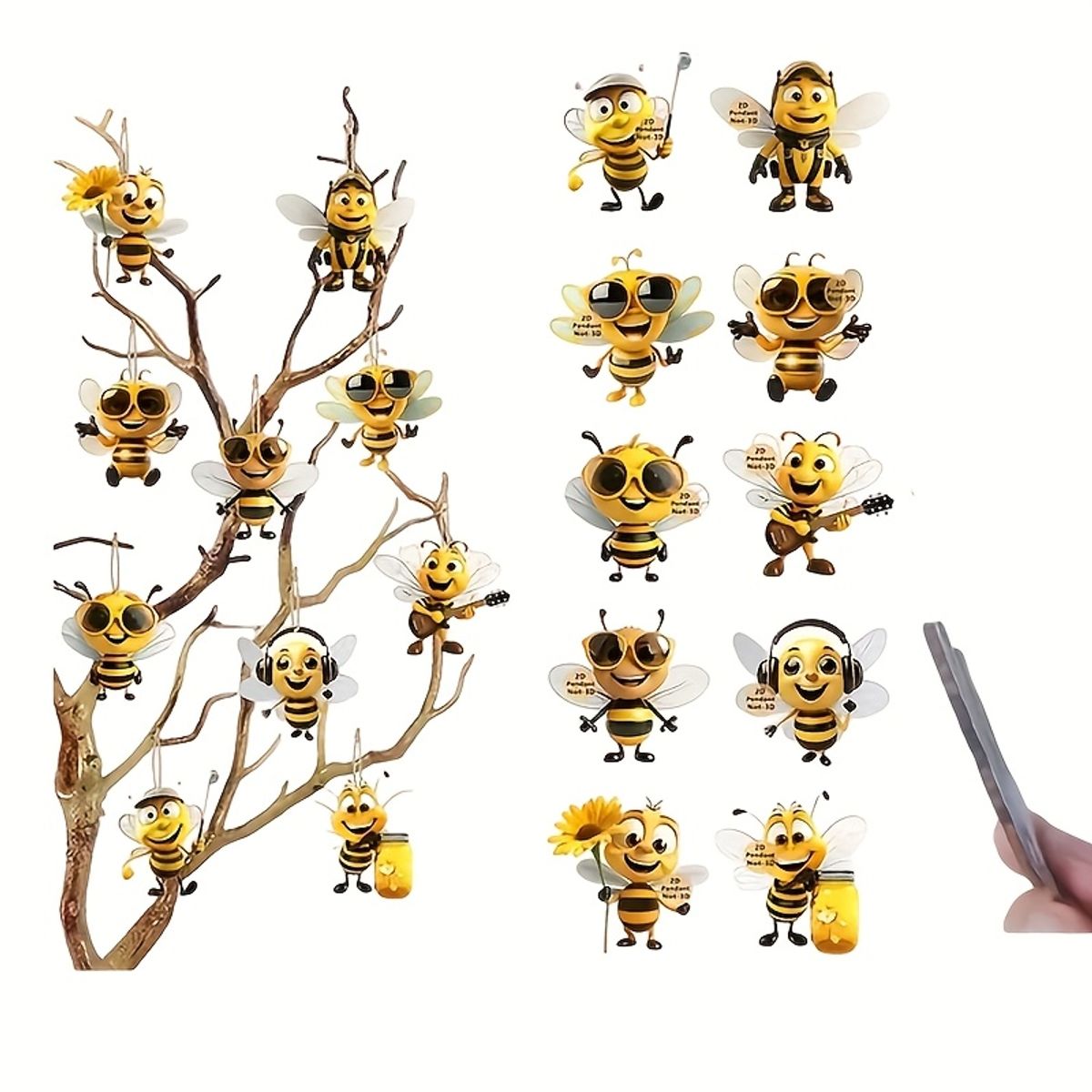 VATYERTY - 10 divertidos colgantes de madera 2D con temática de abejas