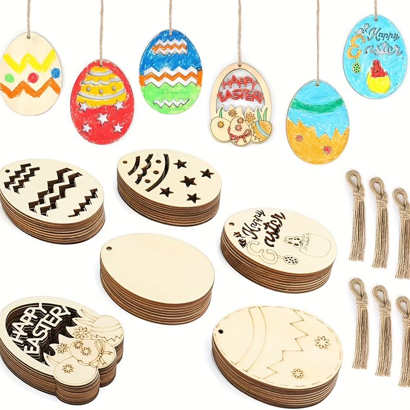 VATYERTY - 20 huevos de Pascua de madera para hacer tú mismo estilo aleatorio