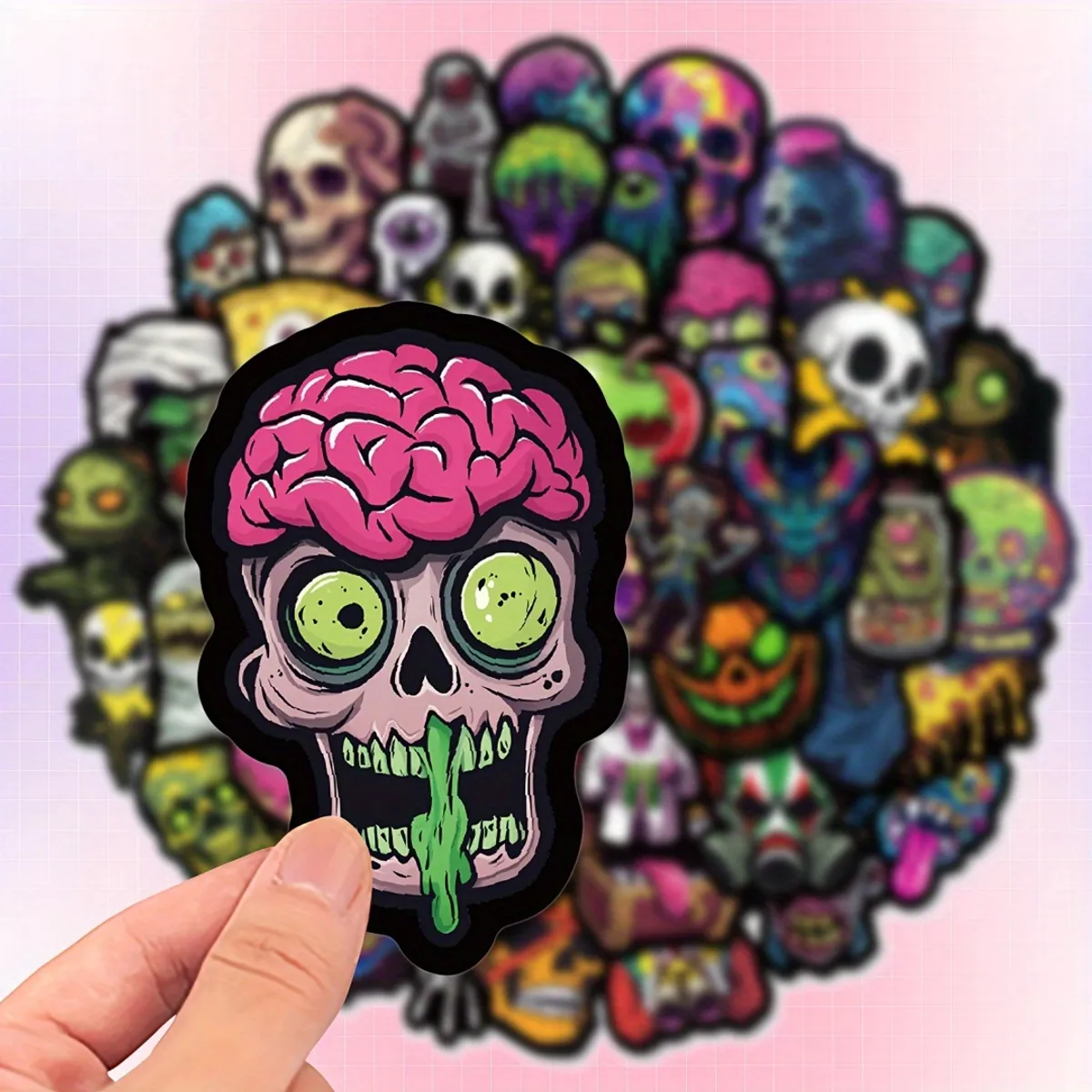 VATYERTY - 50 pegatinas luminosas de calaveras de colores