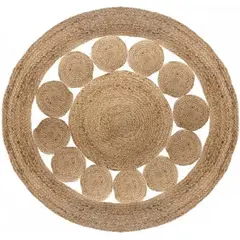 KUANGYE - Alfombra Yute Redonda 100 cm Decoración Living