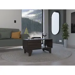 TUHOME - Mesa De Centro Portanova 1 Cajón 42x78.4x40.1 Cm Café Oscuro