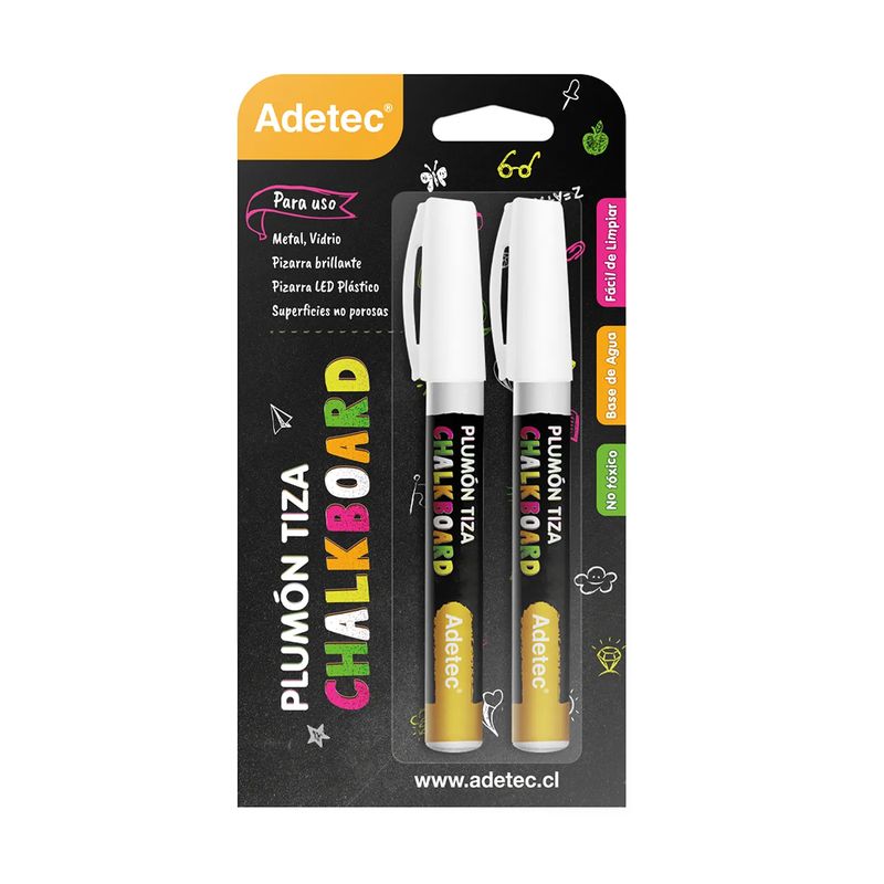 ADETEC - Adetec - Plumón Tiza Blanco 2 Unidades