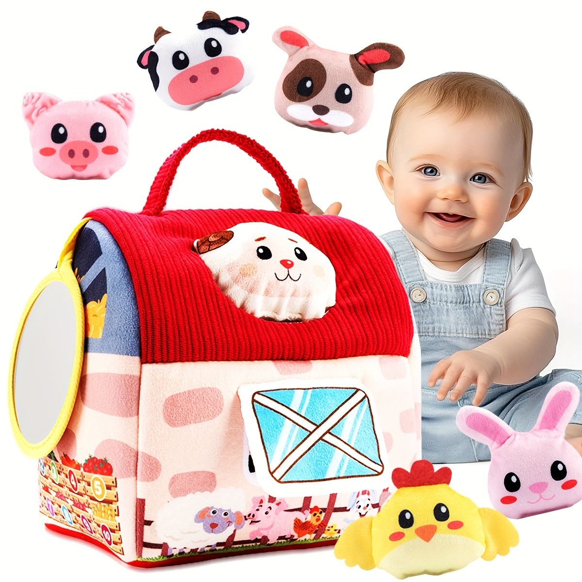 VATYERTY - Granero sorpresa de juguetes para bebés con animales de granja de peluche