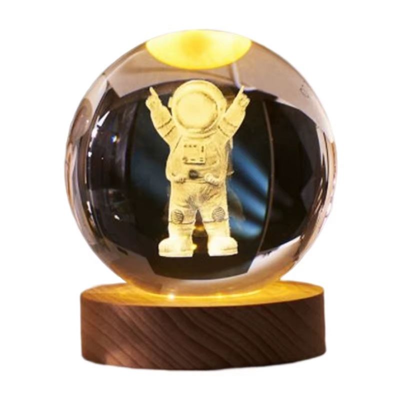 GENERICO - Lampara De Noche Bola De Cristal Led Astronauta 3D